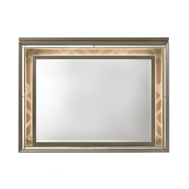ACME 25324 Skylar Mirror with LED, LED & Dark Champagne