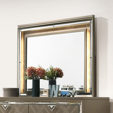 ACME 25324 Skylar Mirror with LED, LED & Dark Champagne ACME Furniture