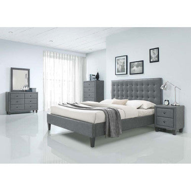 ACME 25660Q Saveria Queen Bed, 2-Tone Gray PU (1Set/2Ctn) ACME Furniture