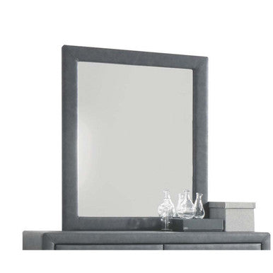 ACME 25664 Saveria Mirror, 2-Tone Gray PU ACME Furniture