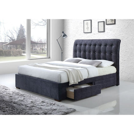 ACME 25677EK Drorit Eastern King Bed with Storage, Dark Gray Fabric (1Set/5Ctn)