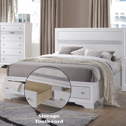 ACME 25767EK Naima Eastern King Bed with Storage, White (1Set/3Ctn)