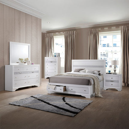 ACME 25767EK Naima Eastern King Bed with Storage, White (1Set/3Ctn)