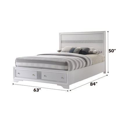 ACME 25770Q Naima Queen Bed with Storage, White (1Set/3Ctn)