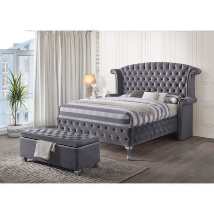 ACME 25816EK Rebekah Eastern King Bed, Gray Velvet (1Set/3Ctn)