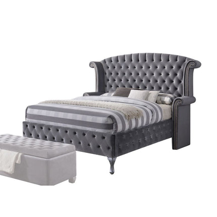 ACME 25816EK Rebekah Eastern King Bed, Gray Velvet (1Set/3Ctn)