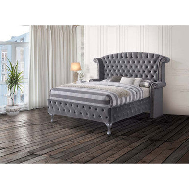 ACME 25820Q Rebekah Queen Bed, Gray Velvet (1Set/3Ctn) ACME Furniture