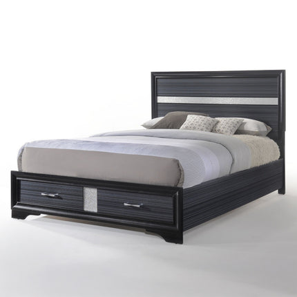 ACME 25900Q Naima Queen Bed with Storage, Black (1Set/3Ctn)