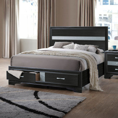 ACME 25900Q Naima Queen Bed with Storage, Black (1Set/3Ctn) ACME Furniture
