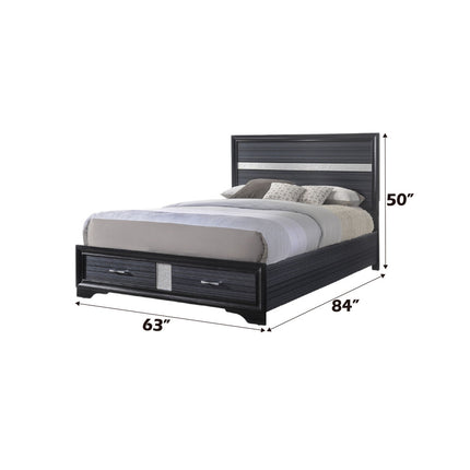 ACME 25900Q Naima Queen Bed with Storage, Black (1Set/3Ctn)
