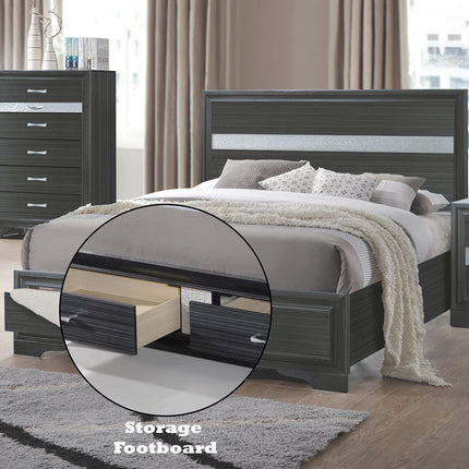ACME 25900Q Naima Queen Bed with Storage, Black (1Set/3Ctn)