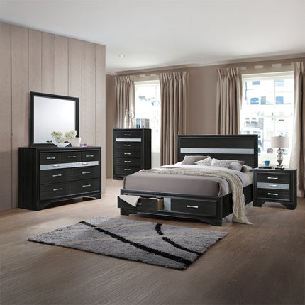 ACME 25900Q Naima Queen Bed with Storage, Black (1Set/3Ctn)