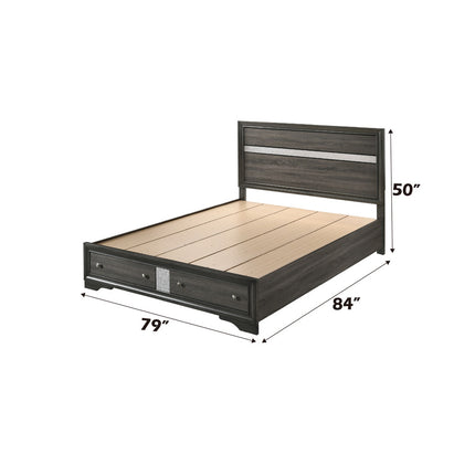 ACME 25967EK Naima Queen Bed with Storage, Black (1Set/3Ctn)