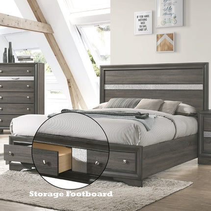ACME 25967EK Naima Queen Bed with Storage, Black (1Set/3Ctn)