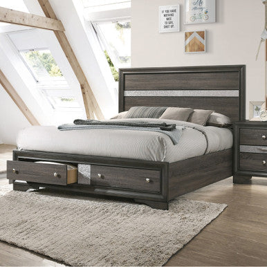 ACME 25970Q Naima Queen Bed with Storage, Black (1Set/3Ctn) ACME Furniture