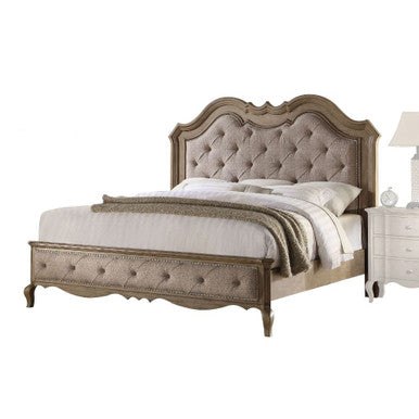 ACME 26047EK Chelmsford Eastern King Bed, Beige Fabric & Antique Taupe (1Set/3Ctn) ACME Furniture