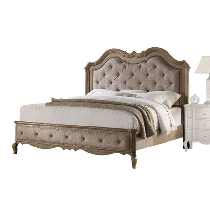 ACME 26050Q Chelmsford Queen Bed, Beige Fabric & Antique Taupe (1Set/3Ctn)