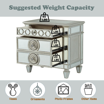ACME 26153 Varian Nightstand, Mirrored