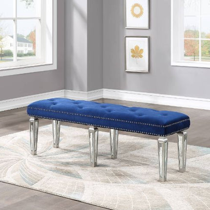 ACME 26157 Varian Bench, Blue Velvet & Mirrored  2