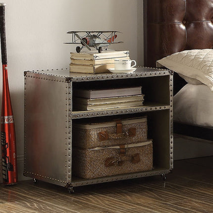 ACME 26218 Brancaster Nightstand (USB/Power Dock), Aluminum