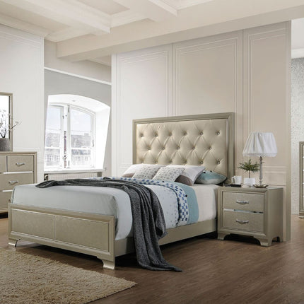 ACME 26240Q Carine Queen Bed, PU & Champagne (1Set/2Ctn)