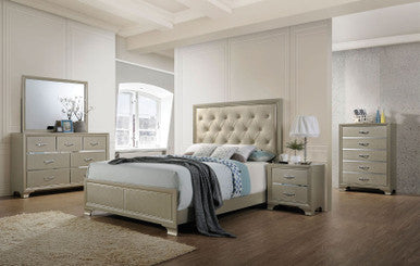 ACME 26240Q Carine Queen Bed, PU & Champagne (1Set/2Ctn) ACME Furniture