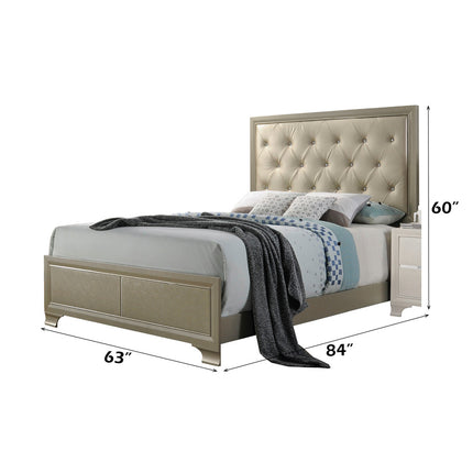 ACME 26240Q Carine Queen Bed, PU & Champagne (1Set/2Ctn)