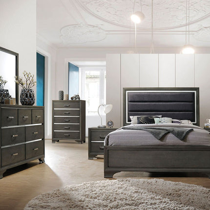 ACME 26260Q Carine II Queen Bed, Fabric & Gray (1Set/2Ctn)