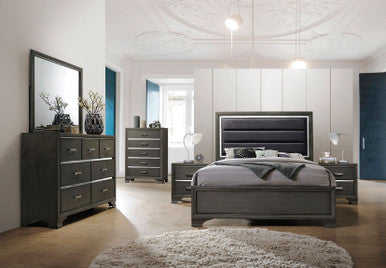 ACME 26260Q Carine II Queen Bed, Fabric & Gray (1Set/2Ctn) ACME Furniture