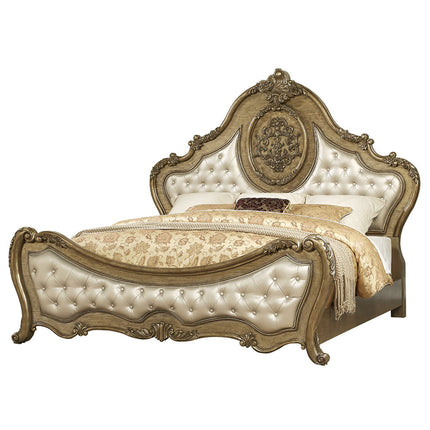ACME 26307EK Ragenardus Eastern King Bed, PU & Vintage Oak (1Set/3Ctn)