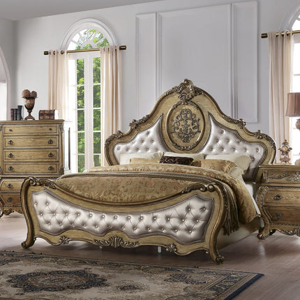 ACME 26307EK Ragenardus Eastern King Bed, PU & Vintage Oak (1Set/3Ctn)
