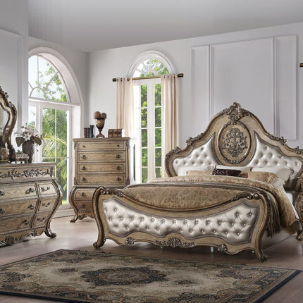 ACME 26310Q Ragenardus Queen Bed, PU & Vintage Oak (1Set/3Ctn)