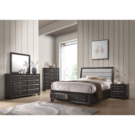 ACME 26540Q Soteris Queen Bed with Storage, Gray Fabric & Antique Gray (1Set/3Ctn)