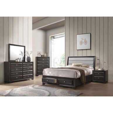 ACME 26540Q Soteris Queen Bed with Storage, Gray Fabric & Antique Gray (1Set/3Ctn) ACME Furniture