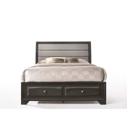 ACME 26540Q Soteris Queen Bed with Storage, Gray Fabric & Antique Gray (1Set/3Ctn)