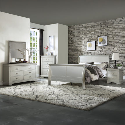 ACME 26697EK Louis Philippe III Eastern King Bed, Platinum (1Set/2Ctn)