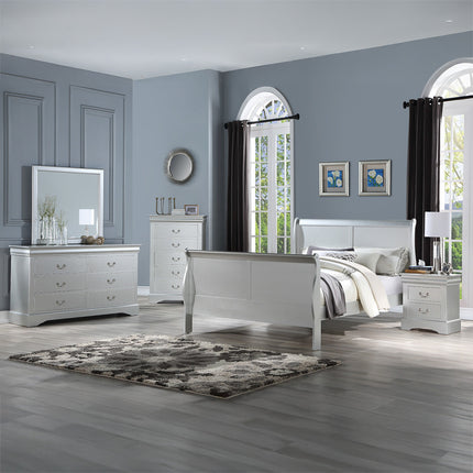ACME 26697EK Louis Philippe III Eastern King Bed, Platinum (1Set/2Ctn)