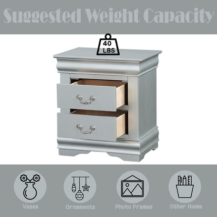 ACME 26703 Louis Philippe III Nightstand, Platinum