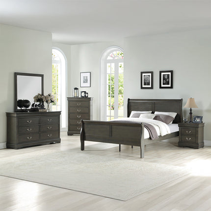 ACME 26787EK Louis Philippe Eastern King Bed, Dark Gray (1Set/2Ctn)