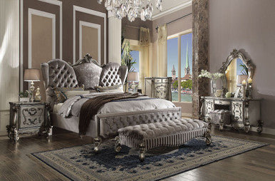 ACME 26820Q Versailles Queen Bed, Velvet & Antique Platinum (1Set/3Ctn) ACME Furniture