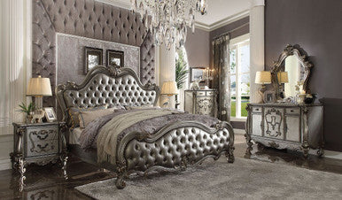ACME 26840Q Versailles II Queen Bed, Silver PU & Antique Platinum (1Set/3Ctn) ACME Furniture