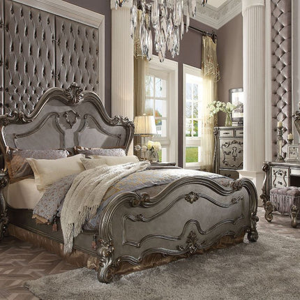 ACME 26860Q Versailles Queen Bed, Antique Platinum (1Set/3Ctn)