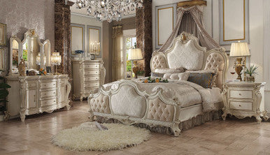 ACME 26880Q Picardy Queen Bed, Fabric & Antique Pearl (1Set/3Ctn) ACME Furniture