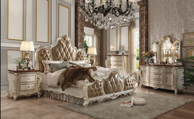 ACME 26900Q Picardy Queen Bed, PU & Antique Pearl (1Set/3Ctn) ACME Furniture