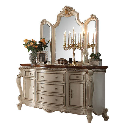 ACME 26905 Picardy Dresser, Antique Pearl & Cherry Oak