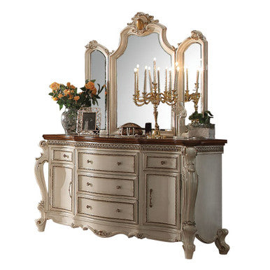 ACME 26905 Picardy Dresser, Antique Pearl & Cherry Oak ACME Furniture