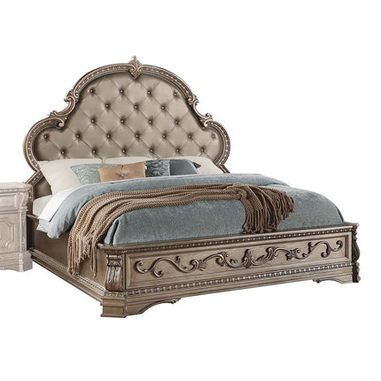 ACME 26927EK Northville Eastern King Bed, PU & Antique Silver (1Set/3Ctn)