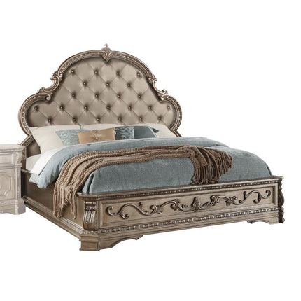 ACME 26930Q Northville Queen Bed, PU & Antique Silver (1Set/3Ctn)