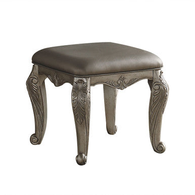 ACME 26943 Northville Vanity Stool, PU & Antique Silver ACME Furniture