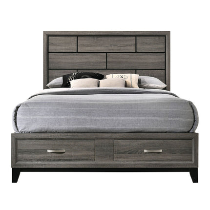 ACME 27057EK Valdemar Eastern King Bed with Storage, Weathered Gray  1